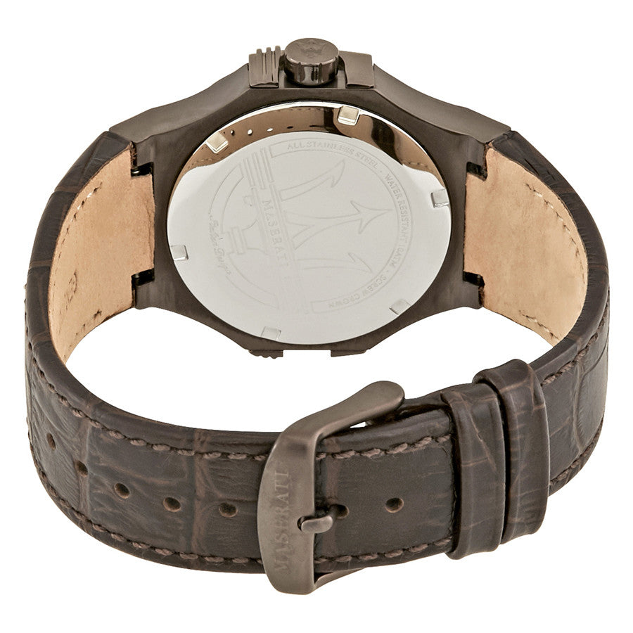 Maserati Potenza Black Dial Brown Leather Strap Watch For Men - R8851108014
