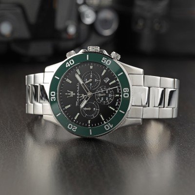 Maserati Competizione Chronograph Black Dial Silver Steel Strap Watch For Men - R8873600008