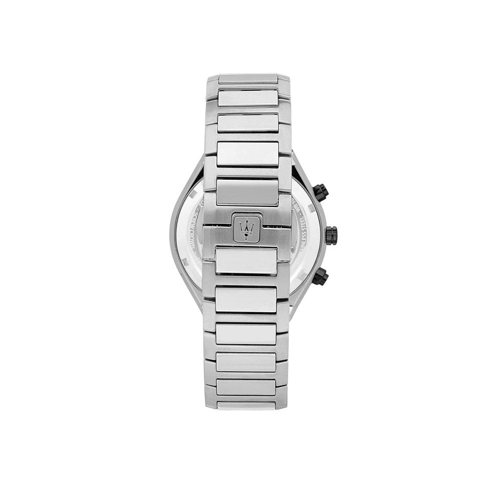 Maserati Stile Chronograph Black Dial Silver Steel Strap Watch For Men - R8873642004