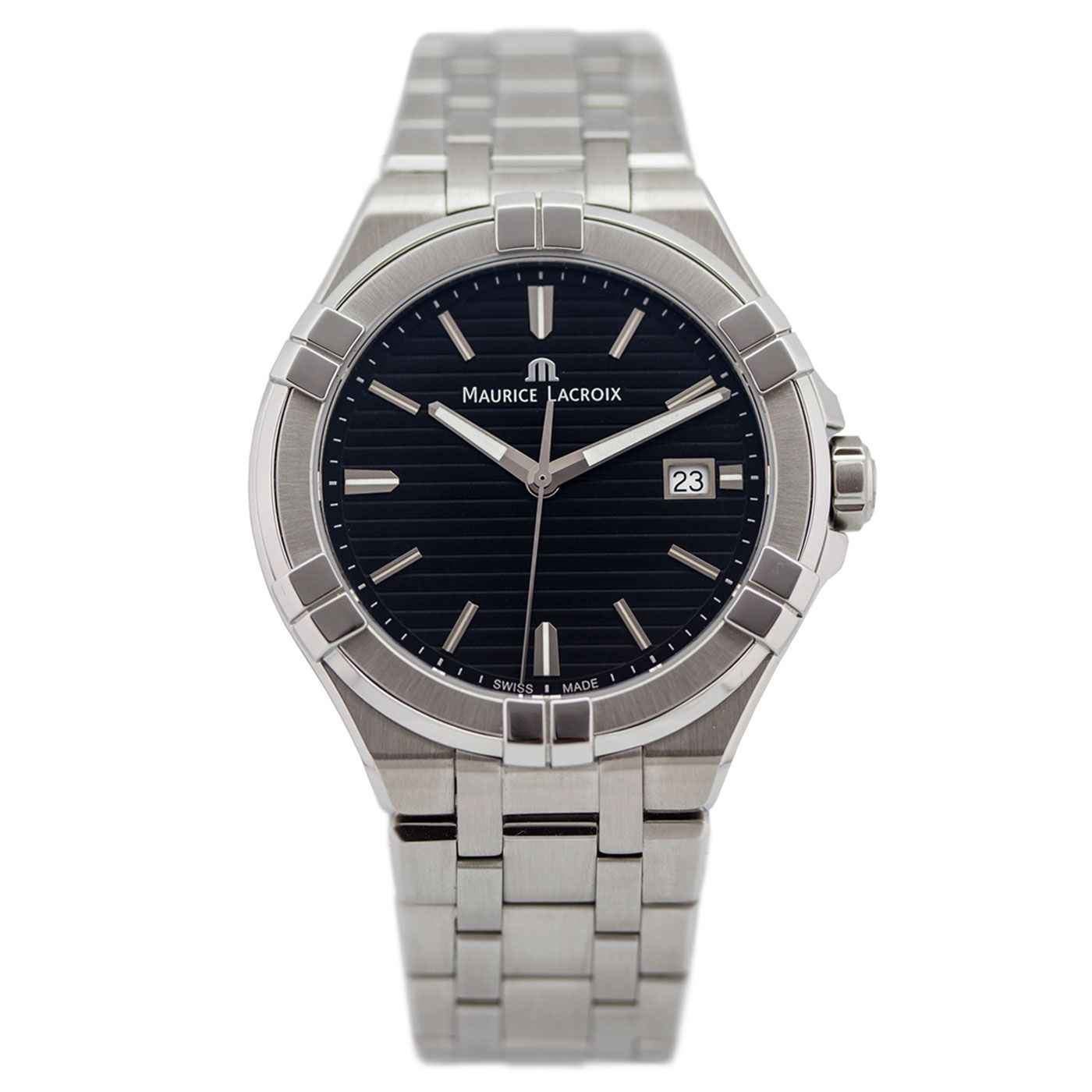 Maurice Lacroix Aikon Venturer Black Dial Silver Steel Strap Watch for Men - AI1008-SS002-331-1