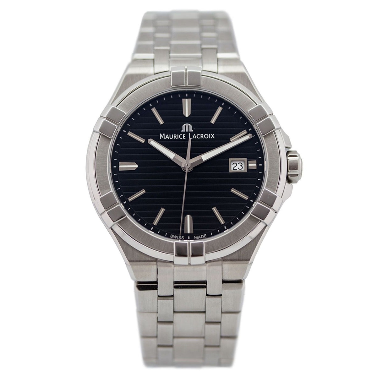 Maurice Lacroix Aikon Venturer Black Dial Silver Steel Strap Watch for Men - AI1008-SS002-331-1
