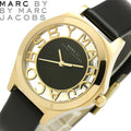 Marc Jacobs Henry Skeleton Black Dial Black Leather Strap Watch for Women - MBM1340
