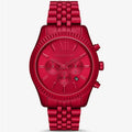 Michael Kors Lexington Chronograph Red Dial Red Steel Strap Watch For Men - MK8814
