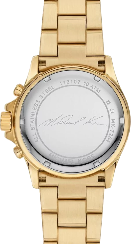 Michael Kors Everest Chronograph Crystals Gold Dial Gold Steel Strap Watch For Women - MK7254