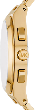 Michael Kors Lennox Chronograph White Dial Gold Steel Strap Watch For Men - MK9120