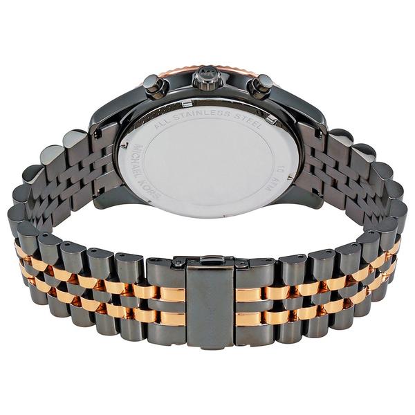 Michael Kors Lexington Chronograph Black Dial Two Tone Steel Strap Watch for Men - MK8561