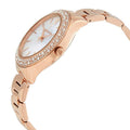 Michael Kors Lilane Three Hand Mother of Pearl White Dial Rose Gold Steel Strap Watch For Women - MK4557