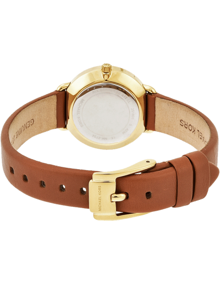Michael Kors Portia Quartz White Dial Brown Leather Strap Watch For Women - MK2734