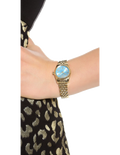 Michael Kors Lexington Quartz Blue Dial Gold Steel Strap Watch For Women - MK3271