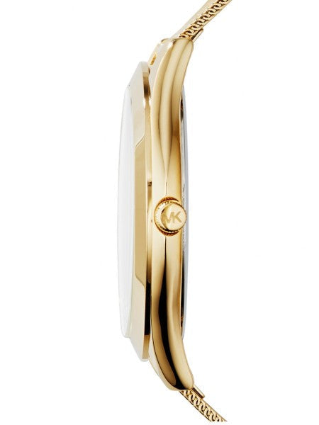 Michael Kors Slim Runway Champagne Dial Gold Mesh Bracelet Watch for Women - MK3282