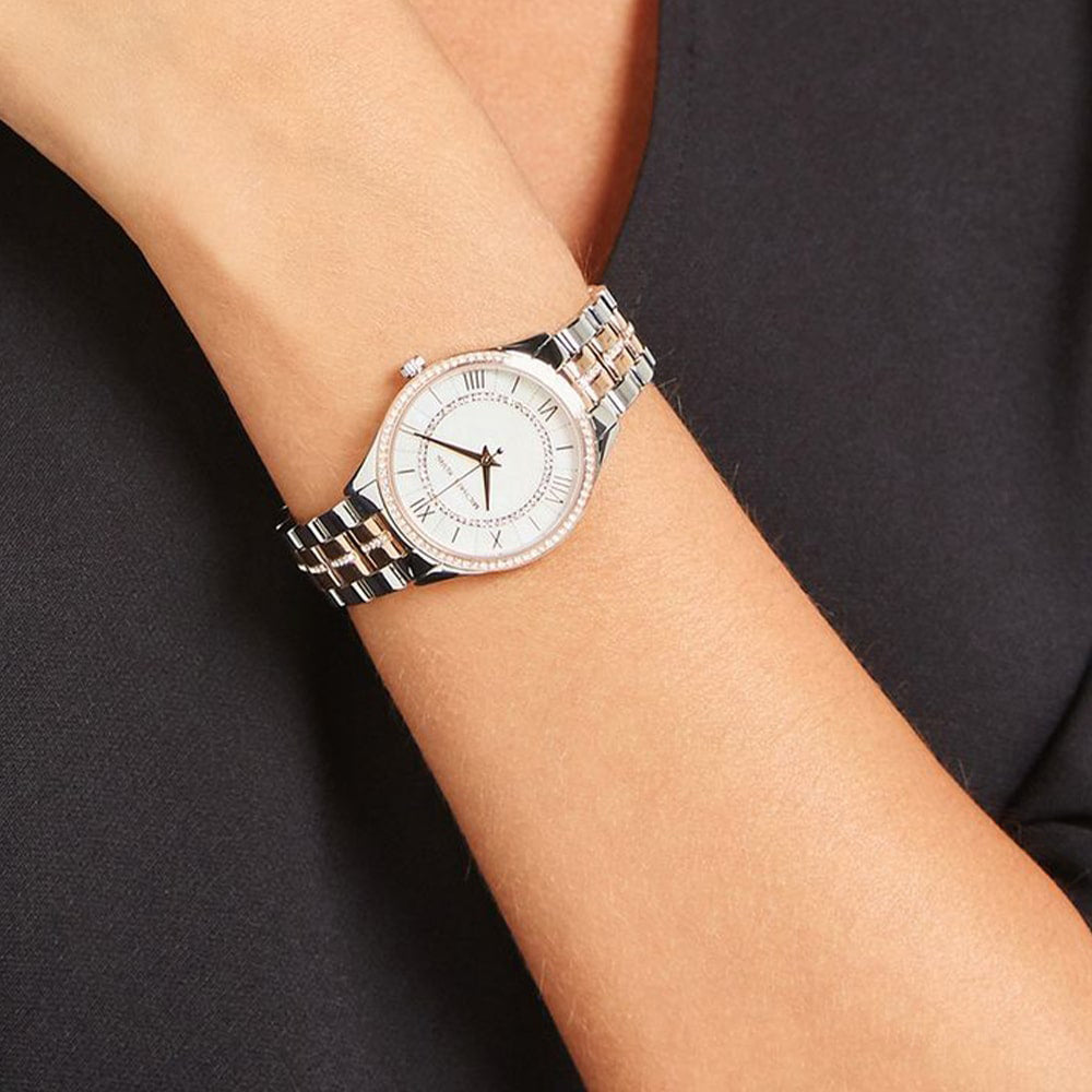 Michael Kors Lauryn Mother of Pearl Dial Two Tone Steel Strap Watch For Women - MK3979