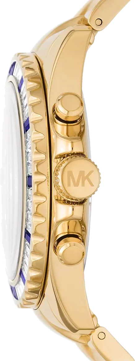 Michael Kors Everest Chronograph Blue Dial Gold Steel Strap Watch For Women - MK6971
