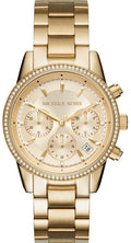 Michael Kors Ritz Gold Dial Gold Steel Strap Watch for Women - MK6356