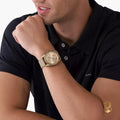 Michael Kors Warren Chronograph Beige Dial Beige Nylon Strap Watch for Men - MK9145