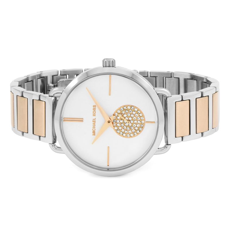 Michael Kors Portia Quartz Silver Dial Two Tone Steel Strap Watch For Women - MK3709