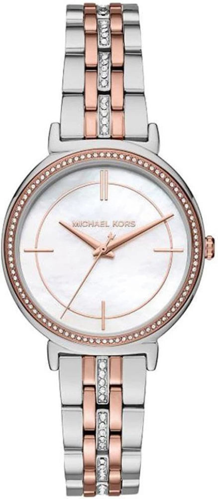 Michael Kors Cinthia Mother of Pearl Dial Two Tone Steel Strap Watch For Women - MK3831
