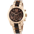 Michael Kors Bradshaw Chronograph Brown Dial Two Tone Steel Strap Watch For Women - MK5944