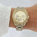Michael Kors Mini Bradshaw Crystals Gold Dial Gold Steel Strap Watch For Women - MK6494