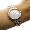 Michael Kors Runway Mercer Mother of Pearl White Dial Two Tone Steel Strap Watch For Women - MK6674