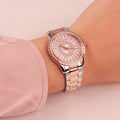 Michael Kors Layton Three Hand Pink Dial Two Tone Steel Strap Watch For Women - MK6894