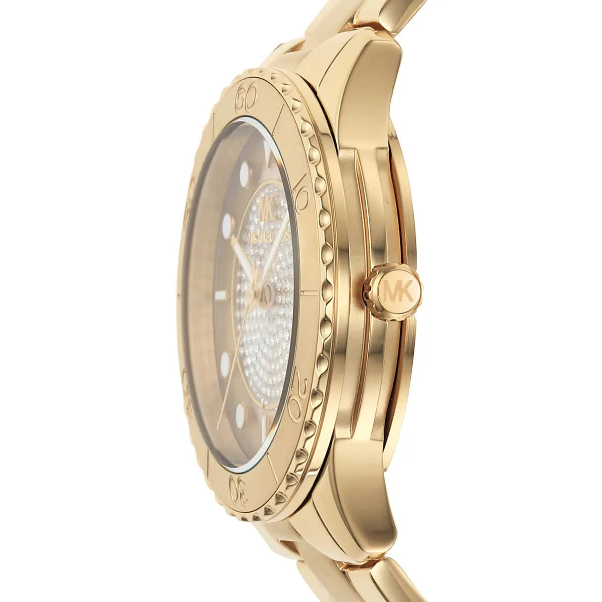 Michael Kors Runway Three-Hand Gold Dial Gold Steel Strap Watch For Women - MK6911