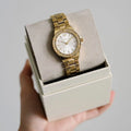 Michael Kors Lennox Three-Hand Silver Dial Gold Steel Strap Watch For Women - MK7278