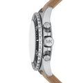 Michael Kors Everest Analog White Dial Brown Leather Strap Watch For Men - MK9092
