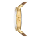 Michael Kors Quartz Gold Dial Brown Leather Strap Watch For Women - MKO1026