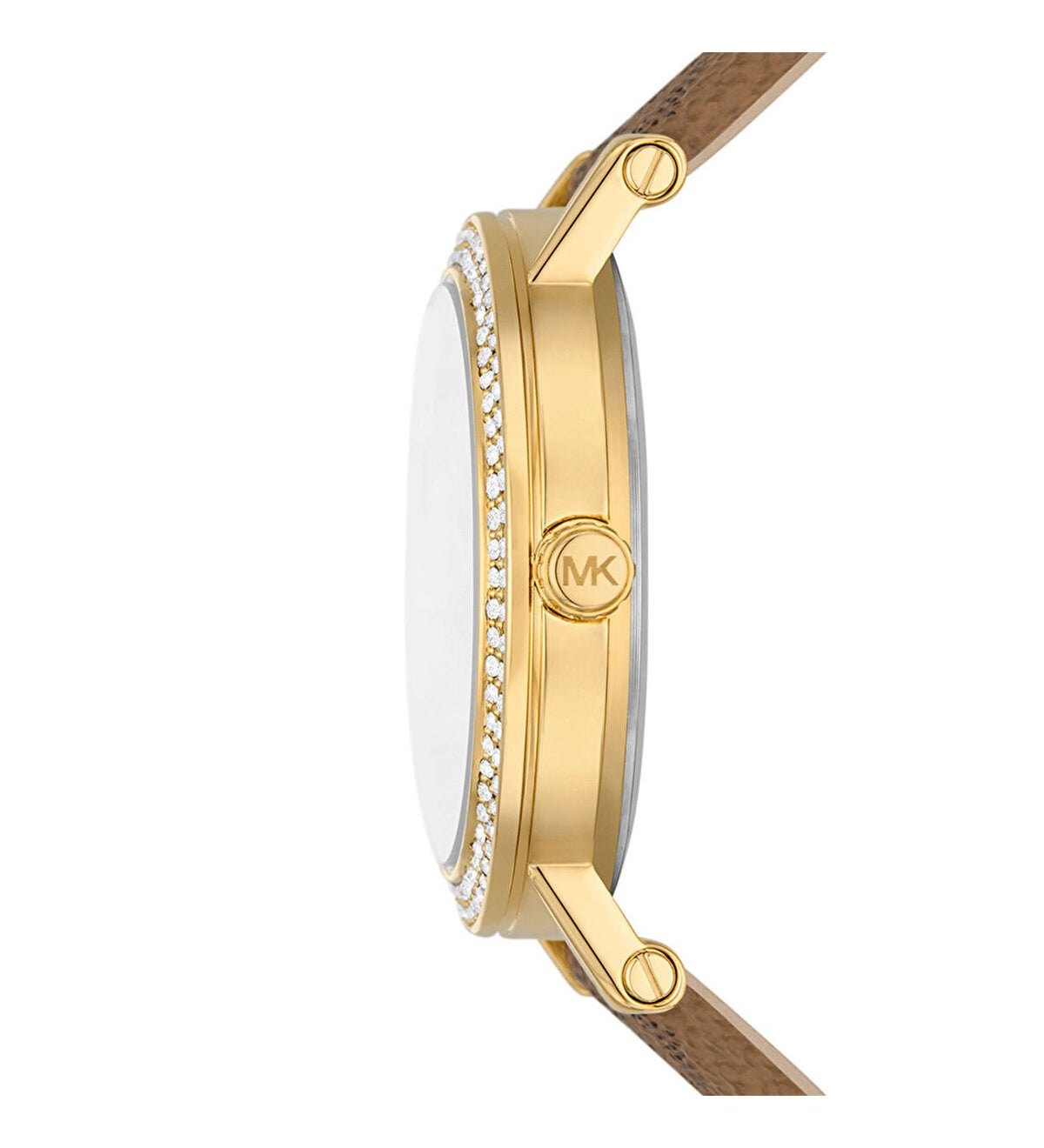 Michael Kors Quartz Gold Dial Brown Leather Strap Watch For Women - MKO1026
