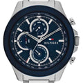 Tommy Hilfiger Clark Chronograph Blue Dial Silver Steel Strap Watch For Men - 1792080