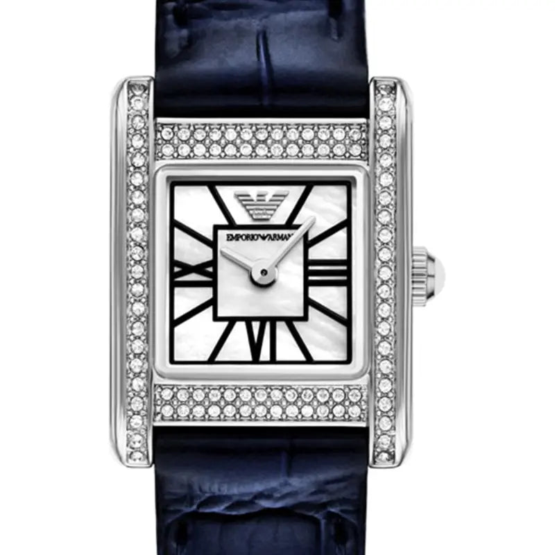 Emporio Armani Genni White Dial Blue Leather Strap Watch for Women - AR11718