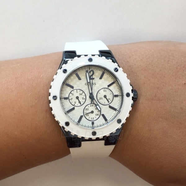 Guess Overdrive Chronograph White Dial White Rubber Strap Watch for Women - W0149L6