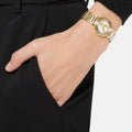 Versace Mini Virtus Quartz White Dial Gold Steel Strap Watch For Men - VET300221