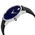 Movado Museum Classic Blue Dial Black Leather Strap Watch for Men - 0607197