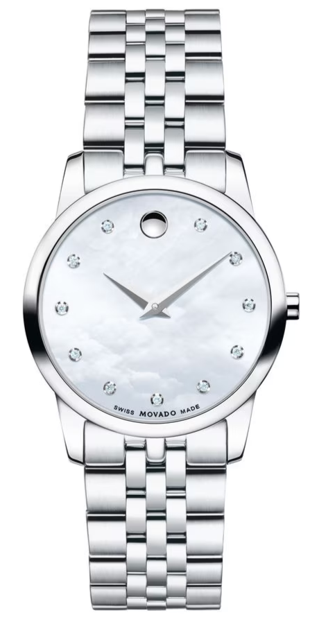 Movado Museum Classic Mother of Pearl Dial Silver Steel Strap Watch For Women - 0606612