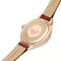 Emporio Armani Mia Quartz Silver Dial Brown Leather Strap Watch For Women - AR11525