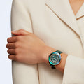 Swarovski Octea Lux Chrono Emerald Green Dial Green Leather Strap Watch for Women - 5452498