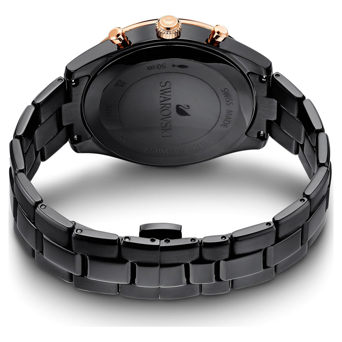 Swarovski Octea Lux Sport Black Dial Black Steel Strap Unisex Watch - 5610472
