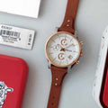 Fossil Boyfriend Chronograph White Dial Brown Leather Strap Watch for Women - ES3837