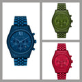 Michael Kors Lexington Chronograph Green Dial Green Steel Strap Watch For Men - MK8790