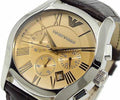 Emporio Armani Valente Chronograph Amber Dial Brown Leather Strap Watch For Men - AR1634