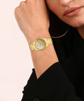 Guess Crush Gold Dial Gold Steel Strap Watch For Women - GW0020L2