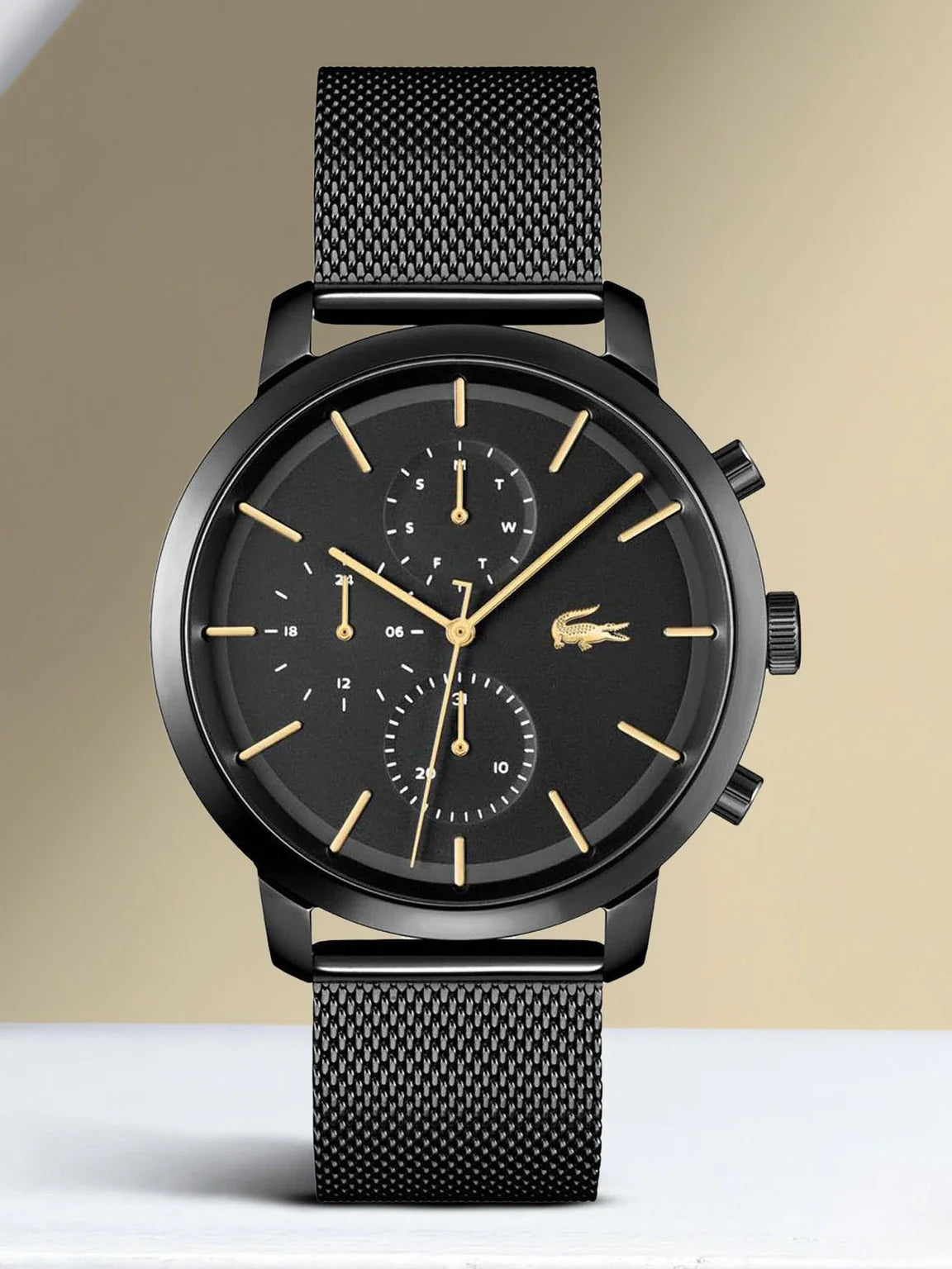 Lacoste Replay Black Dial Black Steel Strap Watch for Men - 2011194