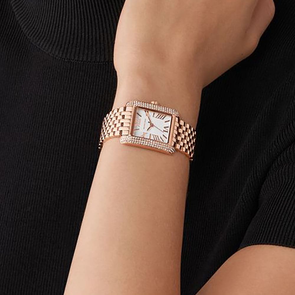 Michael Kors Emery Three-Hand White Dial Rose Gold Steel Strap Watch for Women - MK4743