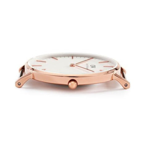 Daniel Wellington Classic Bristol White Dial Brown Leather Strap Watch For Women - DW00100039
