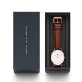 Daniel Wellington Classic St Mawes White Dial Brown Leather Strap Watch For Men - DW00100006