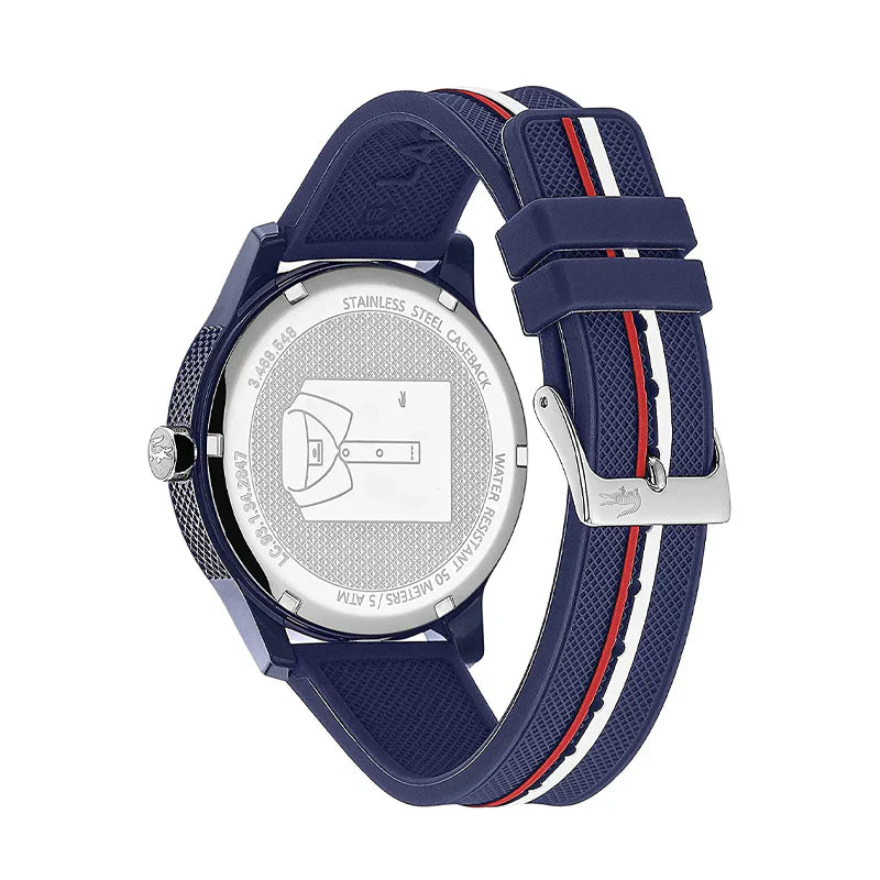 Lacoste 12.12 Blue Dial Two Tone Silicon Strap Watch for Men - 2011070
