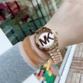 Michael Kors Mini Slim Runway Rose Gold Dial Two Tone Steel Strap Watch for Women - MK3650