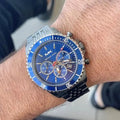 Michael Kors Bayville Chronograph Blue Dial Grey Steel Strap Watch For Men - MK8727