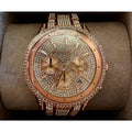 Michael Kors Ritz Three-Hand Glitz Rose Gold Dial Rose Gold Steel Strap Watch for Women - MK6748
